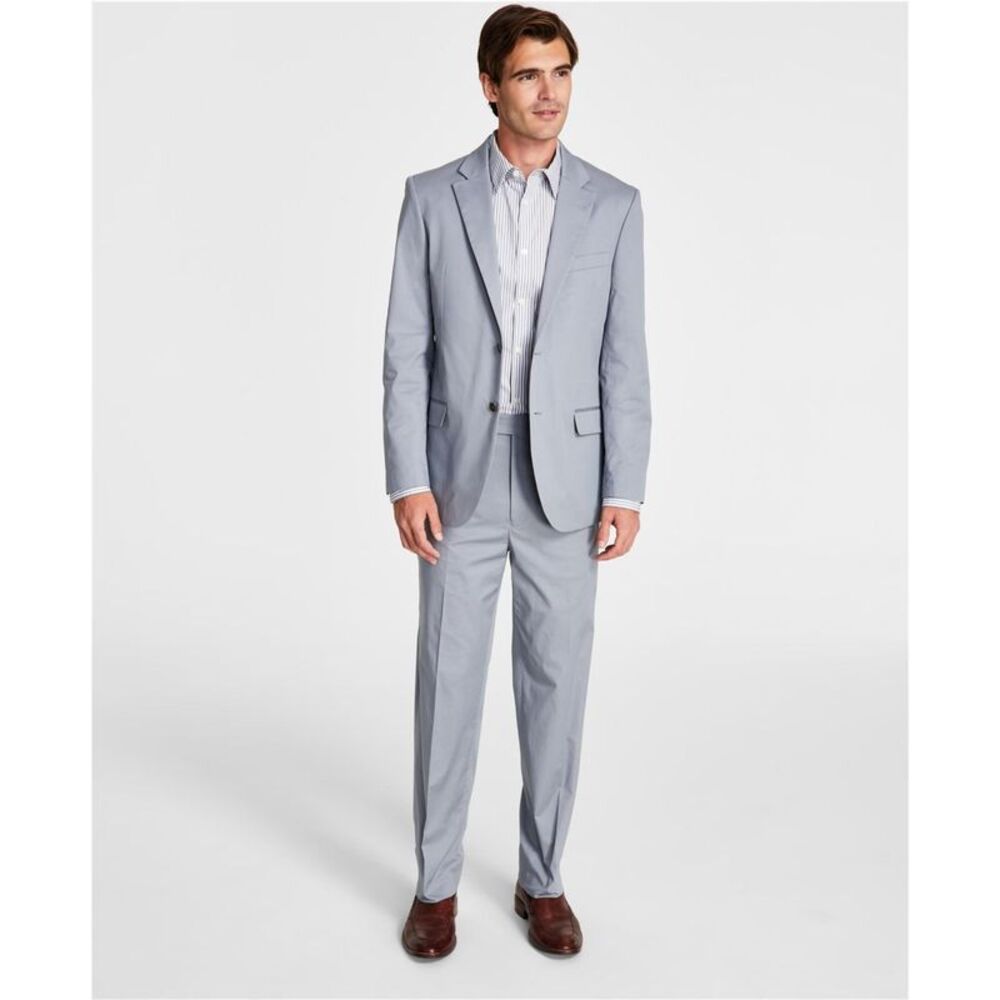 Nautica Mens Stretch Cotton Two Button Formal Suit, Grey, 36, 30W x 31L, MP